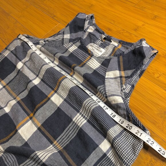 REI Plaid Linen Hemp Sleeveless Country Top Natural Soft Tank Shirt Breathable - Picture 4 of 11
